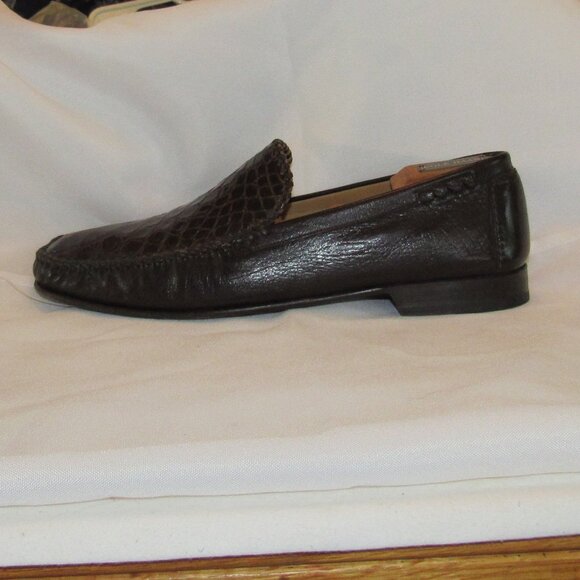 Mezlan Brown Genuine Crocodile Loafers/Moccasins Size 12 Made in Spain EUC - Picture 10 of 13